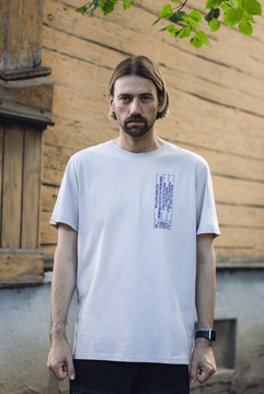 Футболка из хлопка пима синий штамп серый (21S202-0704)