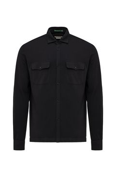 Shirt with pockets in piqué cotton black (22W254-0101)